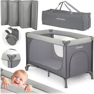 Ricokids Łóżeczko turystyczne 125 x 65 x 78 cm RK-240 jasno szare 724000 - Łóżeczka i kojce - miniaturka - grafika 1
