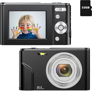 INF Aparat cyfrowy 48 MP, 1080p FHD, 16-krotny zoom, karta pamięci 32 GB Czarny - Aparaty Cyfrowe - miniaturka - grafika 1