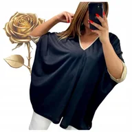 Bluzki damskie - BLUZKA PONCHO PLUS SIZE wygodna luźna tunika oversize złoto 50 52 5XL 6XL - miniaturka - grafika 1