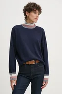 Swetry damskie - Tommy Hilfiger sweter wełniany damski kolor granatowy z półgolfem WW0WW43239 - miniaturka - grafika 1
