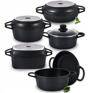 ZESTAW GARNKÓW ALUMINIOWYCH POWŁOKA NON-STICK 10 ELEMENTÓW 2w1 GARNKI - Zestawy garnków i patelni - miniaturka - grafika 1