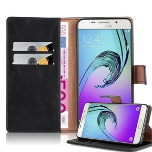 Cadorabo cador Abo  Luxury Book Style etui do Samsung Galaxy A5 (6) (model 2016)  Case Cover pokrowiec ochronny etui z funkcją stojaka i kieszeń na kartę, grafitowo-czarny DE-106895 - Etui i futerały do telefonów - miniaturka - grafika 1