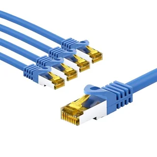 goobay 66065 CAT7 kabel sieciowy w zestawie 5 szt. / kabel krosowy ekranowany S/FTP/CU Ethernet kabel, PiMF, LSZH/Cat 7 kabel z 10 Gbits/niebieski / 5 x 2 m - Kable miedziane - miniaturka - grafika 1