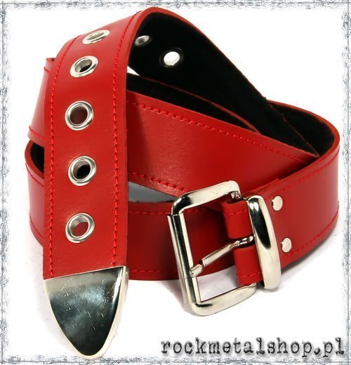 pas GŁADKI CZERWONY skóra naturalna -XXL