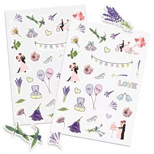 NAKLEJKI WESELE KSIĘGI GOŚCI ŚLUBNE LAWENDA Y7 - Szkolne artykuły papiernicze - miniaturka - grafika 1