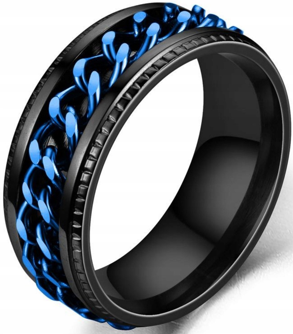 Pierścień Łańcuch Rotacyjny Czarny Niebieski