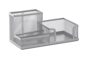 PRZYBORNIK BIURKO ORGANIZER METAL SIATKA SREBRNY - Przyborniki na biurko - miniaturka - grafika 1