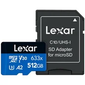 Karty pamięci - Lexar 512GB microSDXC High-Performance 633x UHS-I A2 V30 (LSDMI512BB633A) - miniaturka - grafika 1