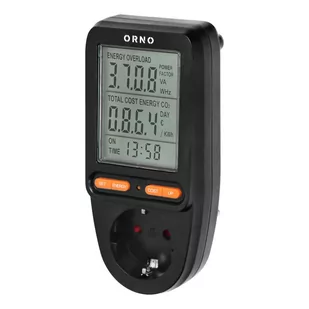 Watomierz, kalkulator energii z wyświetlaczem LCD OR-WAT-435(GS)/B schuko Orno - Liczniki energii elektrycznej - miniaturka - grafika 1