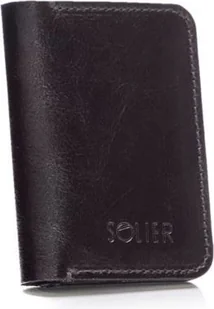 Solier Cienki skórzany męski portfel z bilonówką SOLIER SLIM CIEMNY BRĄZ - Portfele - miniaturka - grafika 1