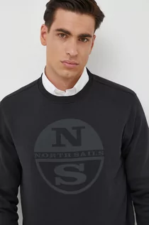 Bluzy męskie - North Sails bluza bawełniana męska kolor czarny z nadrukiem - grafika 1
