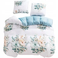 Pościel - Pościel 140x200 bawełna satynowa dwustronna GierekHoff 2 cz zieleń kwiaty - miniaturka - grafika 1