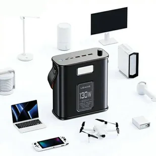 USAMS Powerbank 80000mAh 130W 2C+3A QC3.0+PD Fast Charge beżowy/beige STXLOGTC02 (US-CD196) + kabel USB-C-USB-C 100W 2m - Powerbanki - miniaturka - grafika 17