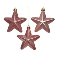 Bombki - Bombka plastikowa gwiazdka mat/połysk/brokat różowa 6 sztuk - miniaturka - grafika 1