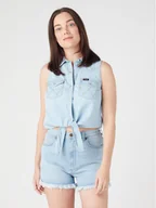 Koszulki i topy damskie - Wrangler Top W5WTHWXAZ 112334379 Błękitny Regular Fit - miniaturka - grafika 1