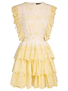 APART Letnia sukienka z haftowanym otworem, żółto-biała, M, żółto-biały, M - Sukienki - miniaturka - grafika 1