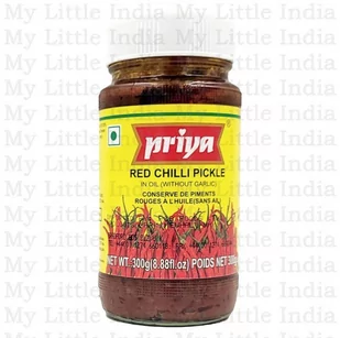 Pikle indyjskie w oleju czerwone chilli Priya 300g - Szybkie dania obiadowe - miniaturka - grafika 1