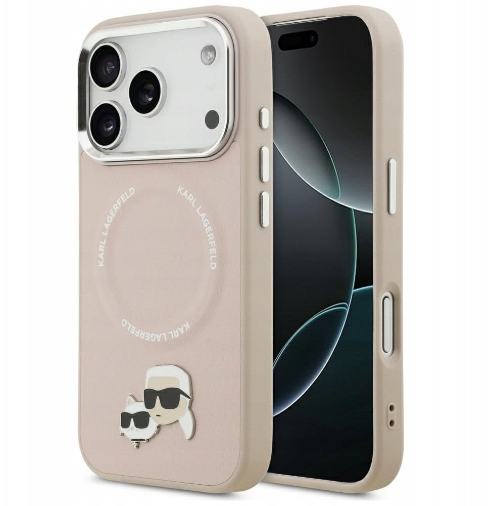 Karl Lagerfeld Karl & Choupette Pins MagSafe Case for iPhone 17 Pro Pink