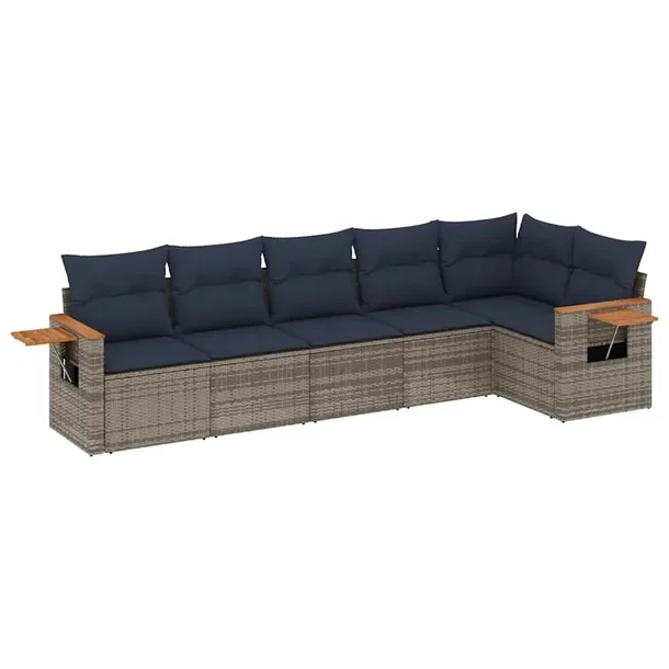 Zestaw mebli ogrodowych modułowych szary rattan PE, wymiary 62x62x69 cm