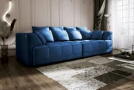 Sofy i kanapy - DOMO-HOME Duża sofa TIGA z elektrycznie rozkładanymi siedziskami 302x136cm| Stylowa i luksusowa Nowoczesny design do Twojego salonu Wygodna sofa rozkładana Kolor niebieski CLOUD - miniaturka - grafika 1