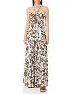 Sukienki - Mavi Damska sukienka tkana, brązowa, biała, L, Braun, Weiß, L - miniaturka - grafika 1