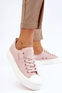 Niskie Sznurowane Tenisówki Big Star LL274970 Nude-39 - Moda i Uroda OUTLET - miniaturka - grafika 1