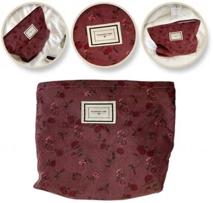 Ecarla Kosmetyczka ks118 bordowa w czerwone kwiatuszki - Kosmetyczki, organizery i kuferki - miniaturka - grafika 1