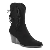 Botki damskie - Czarne Botki S.Barski Damskie Modne Buty Na Obcasie - miniaturka - grafika 1