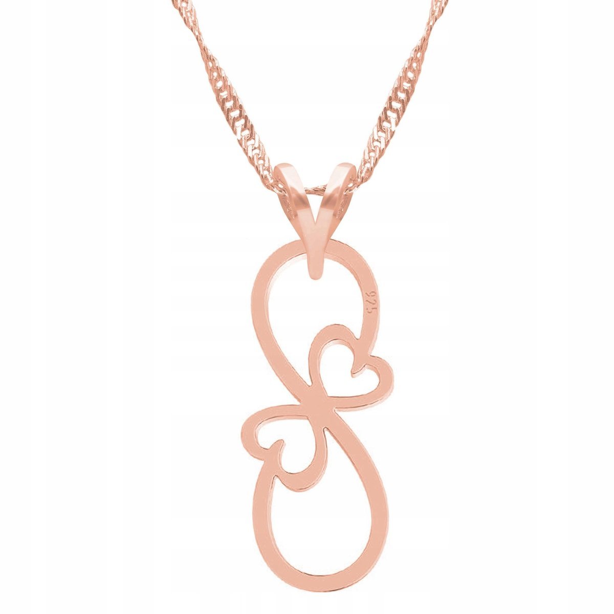 Naszyjnik Pozłacany z Sercami Serce Serduszka Nieskończoność SREBRO 925