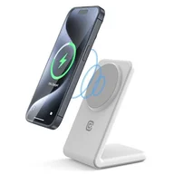 Ładowarki do telefonów - Ładowarka indukcyjna CRONG MagSpot Stand 2w1 MagSafe 15W Biały - miniaturka - grafika 1