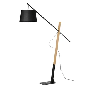 Podłogowa lampa z abażurem GARDA AZ5643 Azzardo metal drewno czarny - Lampy stojące - miniaturka - grafika 1