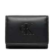 Portfele - Mały Portfel Damski Calvin Klein Bold Ck Medium Bifold LV04F1047G Czarny - miniaturka - grafika 1