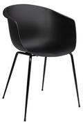 Krzesła - King Home Krzesło czarne z podłokietnikami RALF polipropylen, metalowe czarne nogi 342 CPP6 - miniaturka - grafika 1