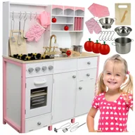 Zabawki AGD - Wielka Drewniana Kuchnia Dla Dzieci Edukacyjna Zestaw Rękawica Akcesoria Z1046 - miniaturka - grafika 1