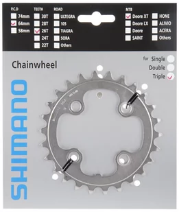 Shimano Deore XT FC-M771 zębatka 26 zębów 2016 łańcuszek na liście Y1J226000 - Części rowerowe - miniaturka - grafika 1