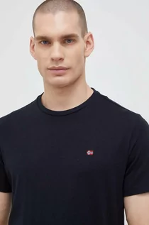 Koszulki męskie - Napapijri t-shirt bawełniany kolor czarny z aplikacją - grafika 1