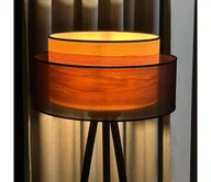 Lampy stojące - Duolla - Lampa podłogowa WOOD BOHO 1xE27/15W/230V czarna/beżowa - miniaturka - grafika 1