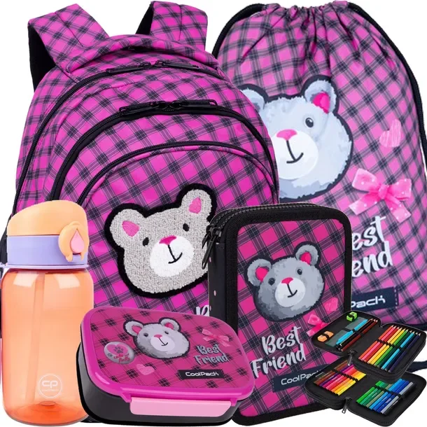 Coolpack Plecak Szkolny Młodzieżowy Piórnik Worek Zestaw 5 Elementów Miś
