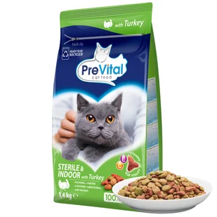 Sucha karma dla kotów niewychodzących i po sterylizacji PreVital z indykiem 1,4 kg - Sucha karma dla kotów - miniaturka - grafika 1