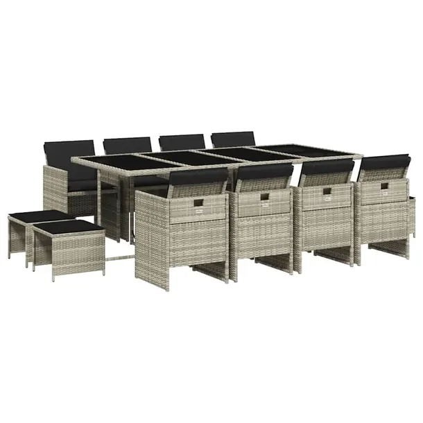 Zestaw mebli ogrodowych 220 x 106 x 73 cm jasnoszary/czarny