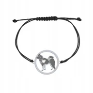 Bransoletki - Bransoletka Srebrna z Karelskim Psem na niedźwiedzie 925 Sznurek GRAWER - miniaturka - grafika 1