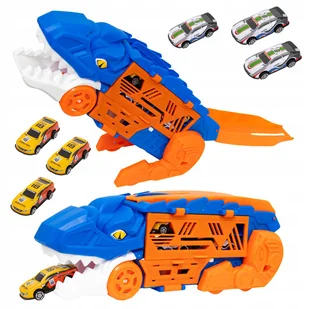 Ciężarówka Dinozaur Wyrzutnia Autek Transporter Zjeżdżalnia + 6 X Resoraki - Samochody i pojazdy dla dzieci - miniaturka - grafika 1