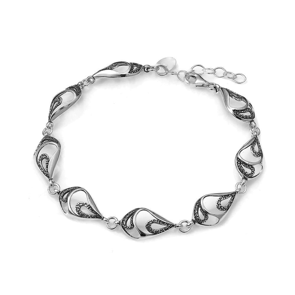 Srebrna bransoletka oksydowana ze wzorem regulowana pr 925