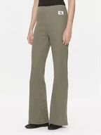Spodnie damskie - Calvin Klein Jeans Spodnie materiałowe J20J222598 Zielony Straight Fit - miniaturka - grafika 1