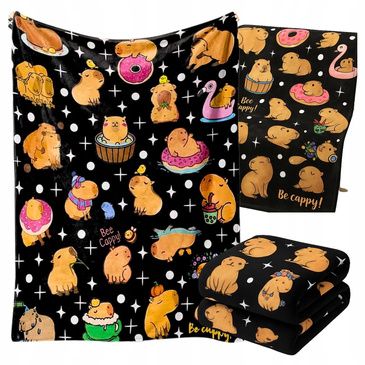 Koc Kocyk Kapibara Zimowy Ciepły Polarowy Capybara Narzuta 130x150