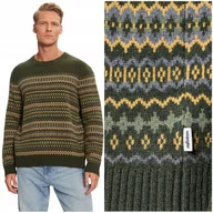 Swetry męskie - Wrangler FAIRISLE SWEATER Verdant Green wełniany ciepły męski sweter S - miniaturka - grafika 1
