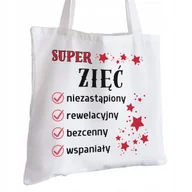 Torby i wózki na zakupy - Torba Bawełniana biała dla Zięcia Na Prezent ekologiczna Trwały Nadruk - miniaturka - grafika 1