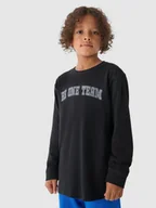 Koszulki dla chłopców - 4F Longsleeve oversize chłopięcy - czarny 128 (7-8 lat) - miniaturka - grafika 1