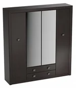 Szafy - Szafa ubraniowa garderoba z lustrem czarna duża szuflady półki 214 cm, KOEN - miniaturka - grafika 1