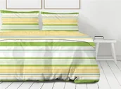 Pościel - Greno Pościel bawełniana 220x200 Action zielona żółta pasy Premium Bielbaw 1 - miniaturka - grafika 1